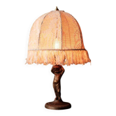 Abat-jour vintage en laiton, lampe de table avec motif enfant, abat-jour.
