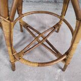 Paire de tabourets de bar bambou & rotin