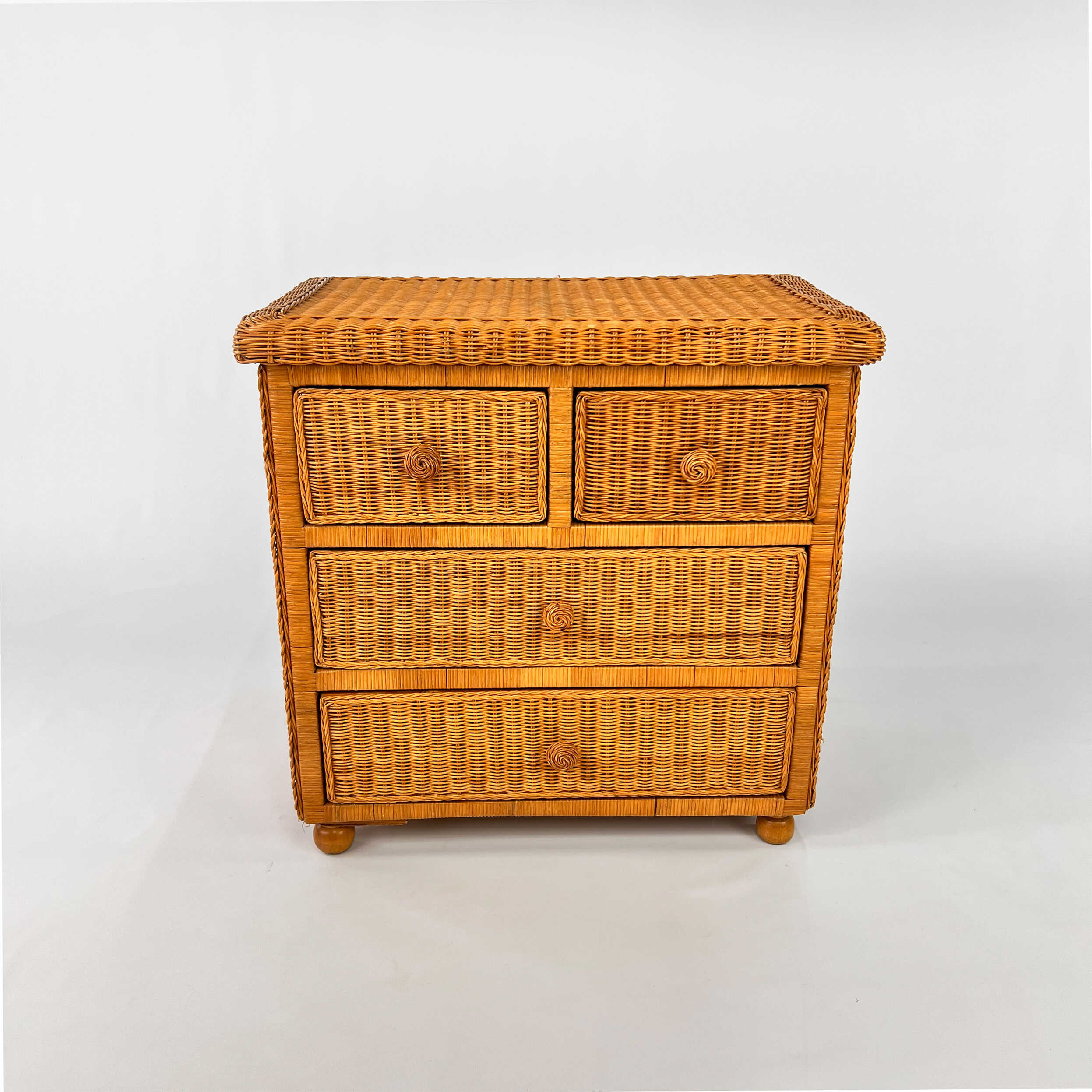 Vintage rattan chest of drawers 1970s
