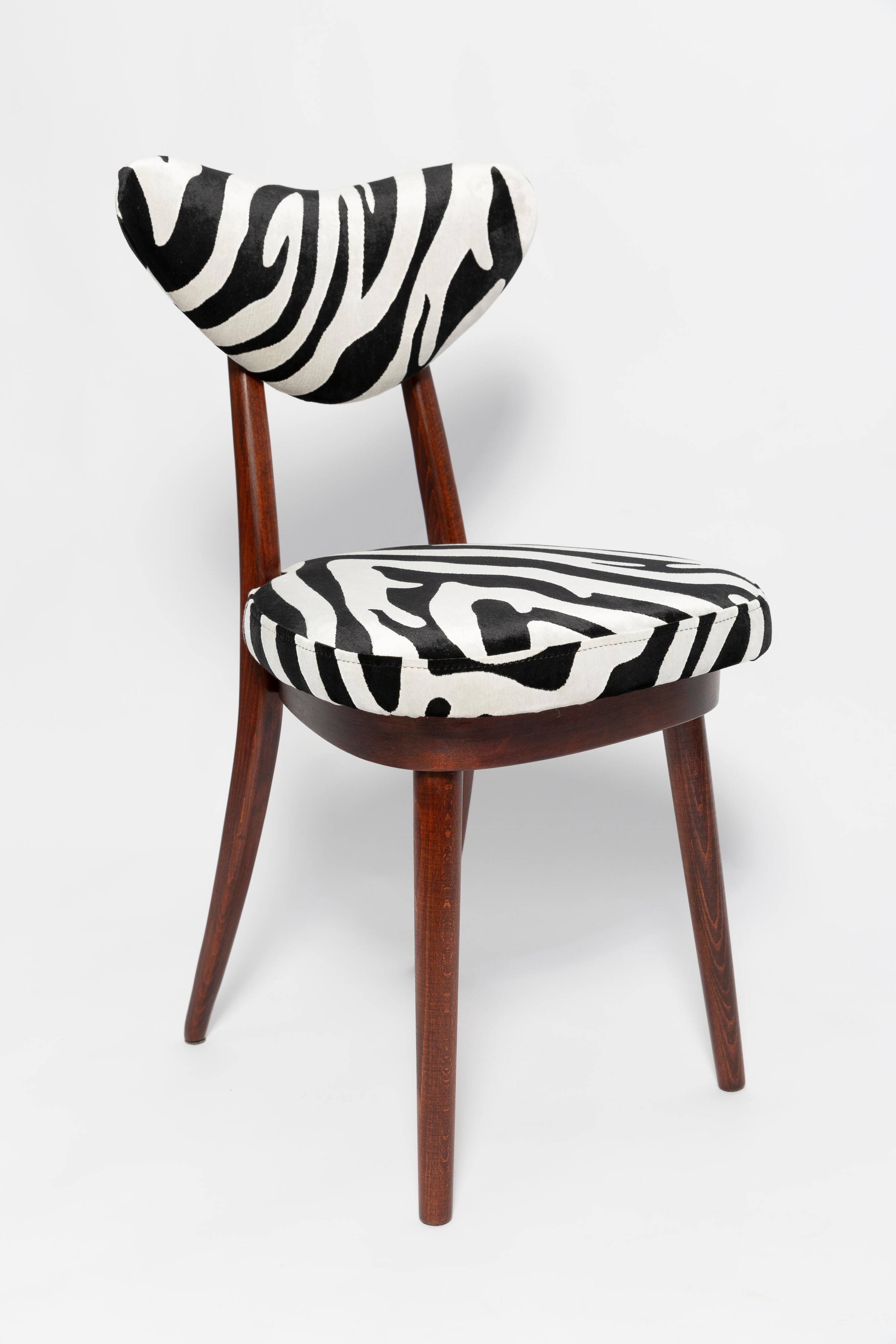 Heart-shaped chair with black and white zebra pattern, Poland, 1960s