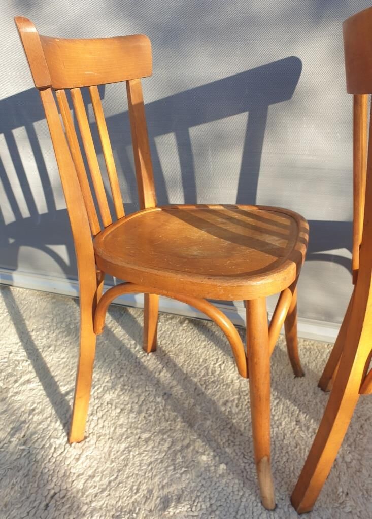 Paire chaises bistrot 1950 Mahieu Made in France