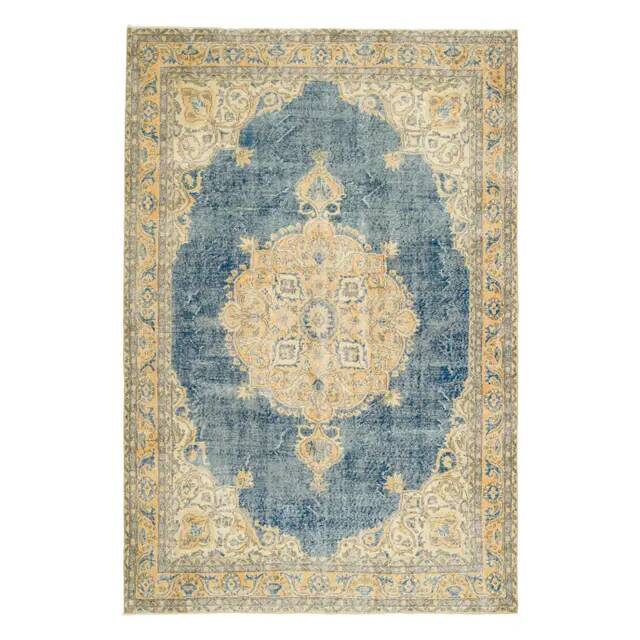 1970s Vintage Turkish Oushak Handmade Wool Cotton Orange Area Rug 205x304