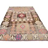 5x10 Long Wide Brown & Pink Tribal Vintage Kilim Rug, 163x298Cm