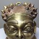 Small gilded bronze Oba mask from Bamoun, Cameroon, vintage Africa