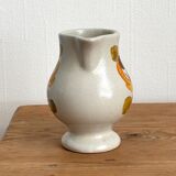 Vintage Maine St Amand earthenware pitcher with floral decorations