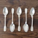 Set of 5 white metal spoons from the 20s
