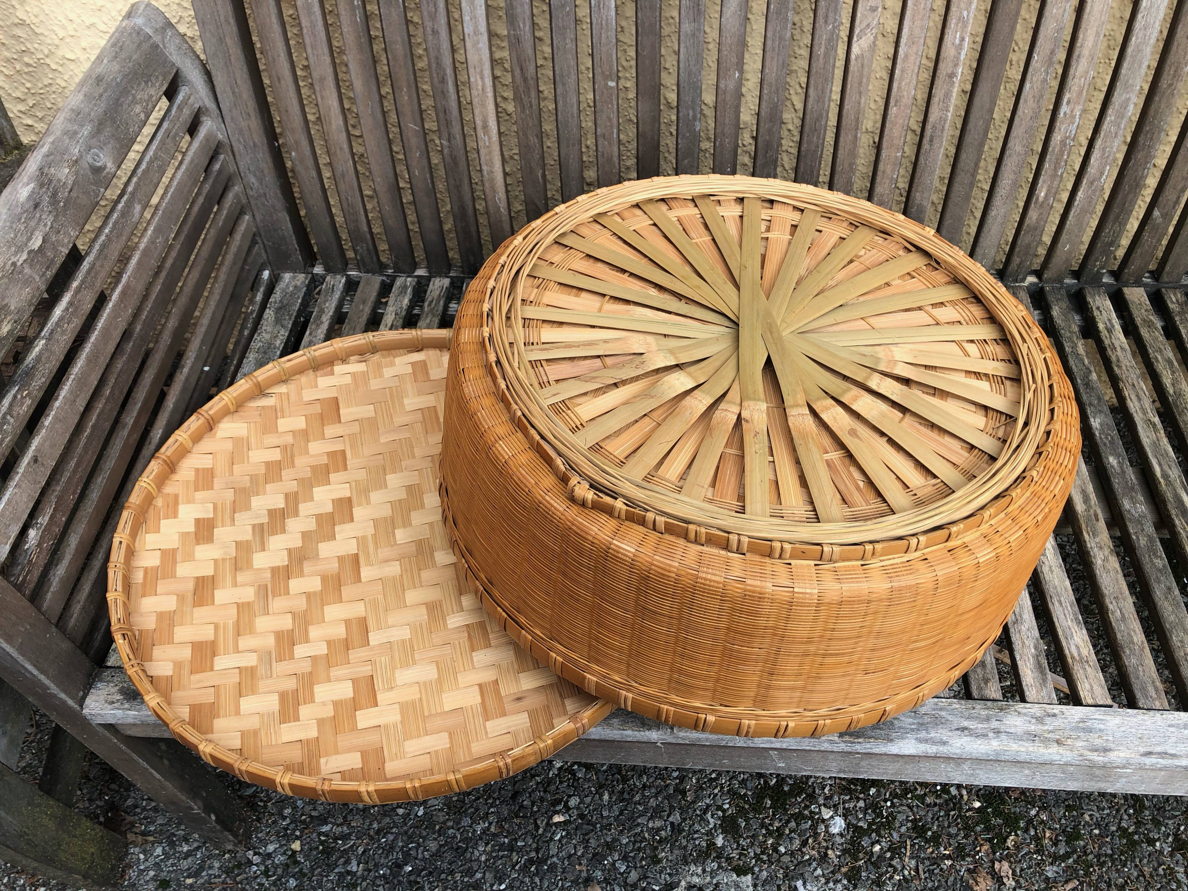 Handmade rattan and bamboo basket