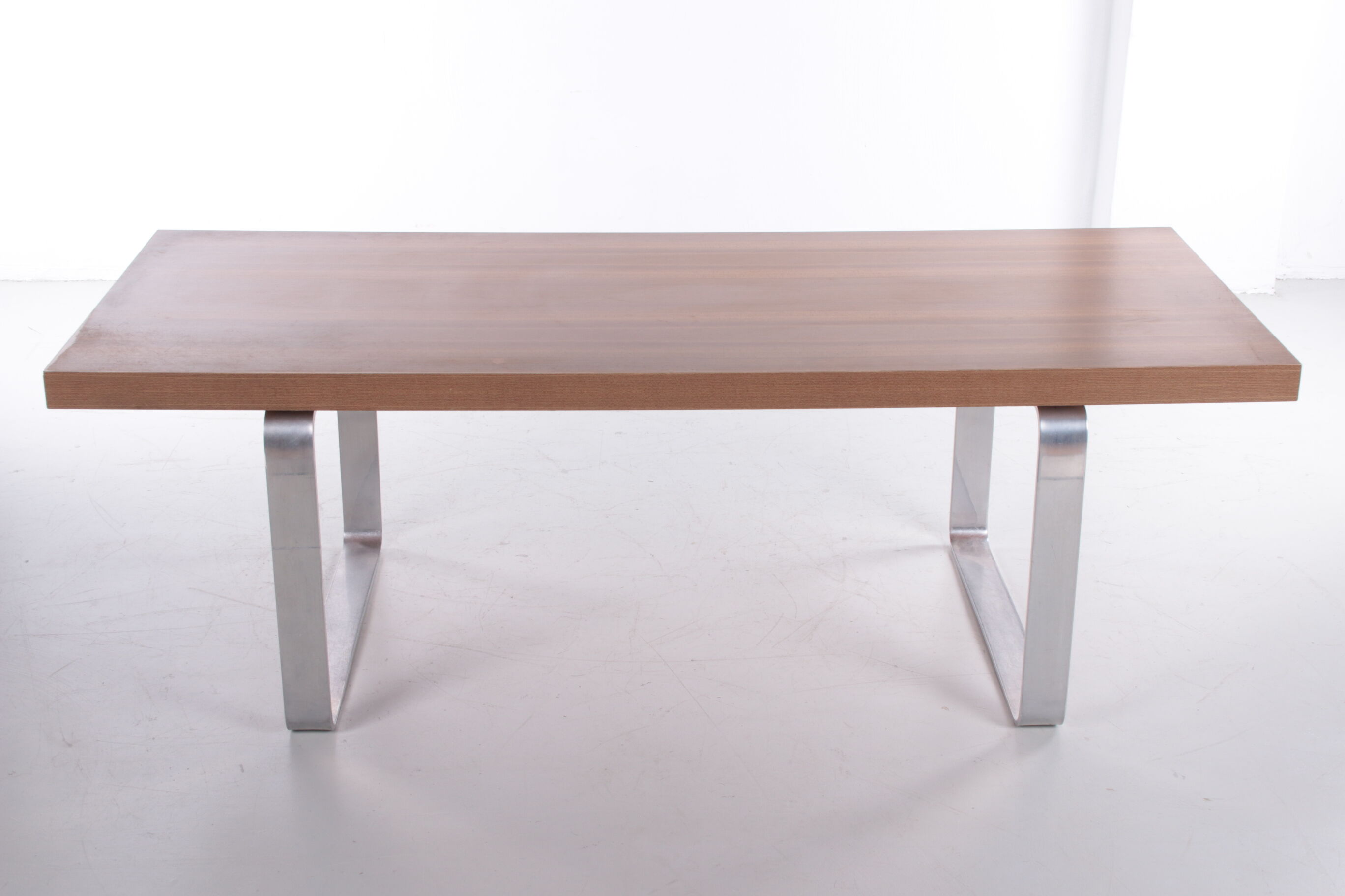 Retro Vintage Strakke Salontafel hout en chroom jaren 70