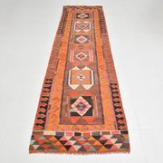 3x11 Orange & Brown Kilim Runner Rug, 88x330Cm