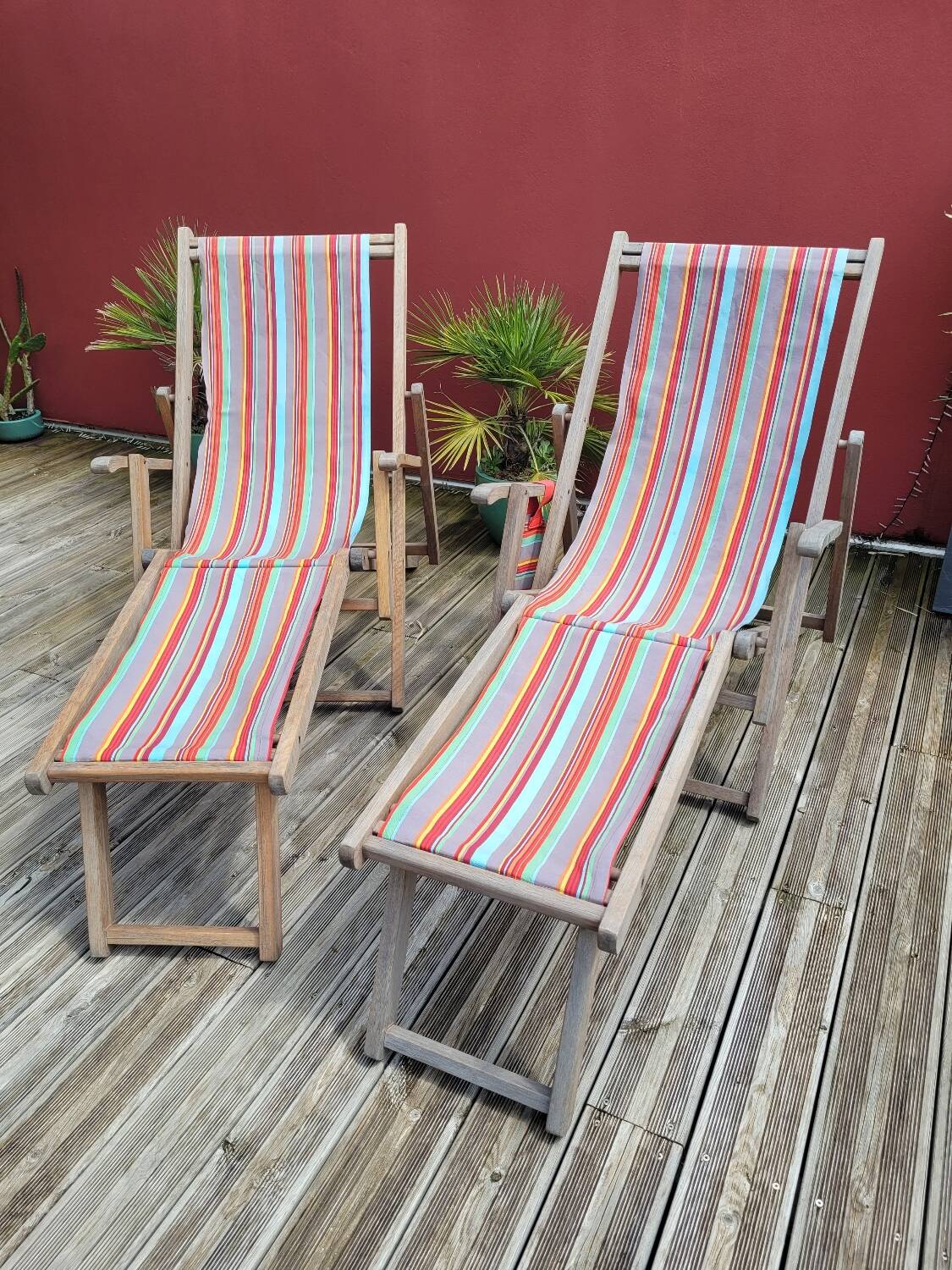 Pair of Roland Vlaemynck bayadere canvas loafers