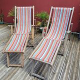 Pair of Roland Vlaemynck bayadere canvas loafers