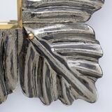 Pair of Mid Century Modern Italian Brass and Leaf Murano Glass Wall Mirrors