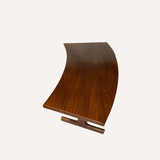 Teak veneered kidney shaped curved coffee table
