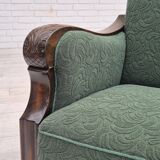 1950s, 3-seater sofa, green furniture blend wool, beech wood.