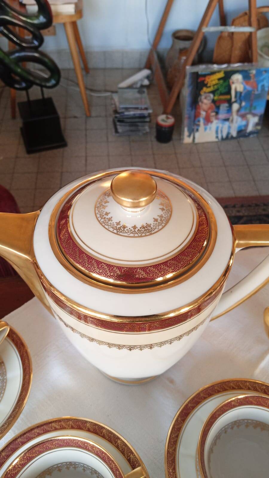 Vilatte Limoges Porcelain Coffee Service 13 Pieces, 11 People 1950