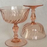 Set of 2 champagne glasses Luminarc Rosaline cocktail 70s