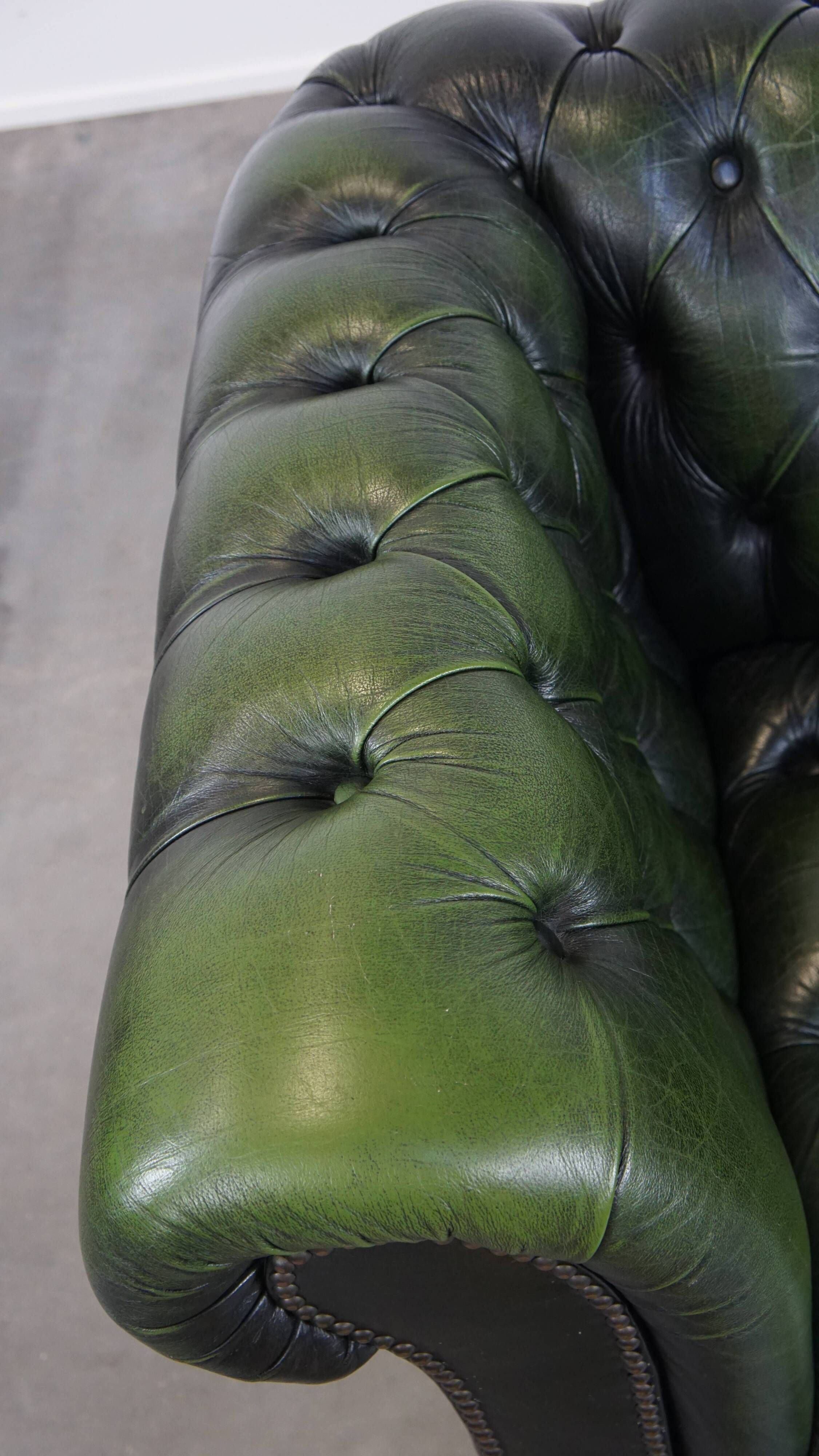 Green English Vintage Chesterfield Club Chair