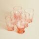 Vintage Art Deco Coloured Table Glassware Set in Transparent Pink Glass