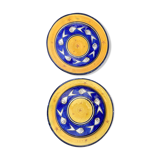 Pair of dishes Safi Dmani ethnic ceramic fish yellow and blue - vintage pottery