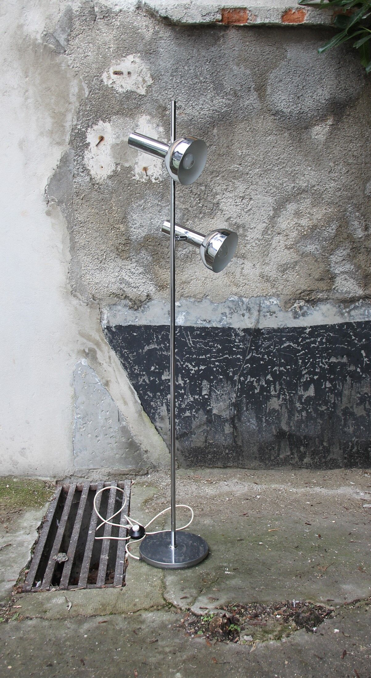 Lampadaire chrome 2 spots