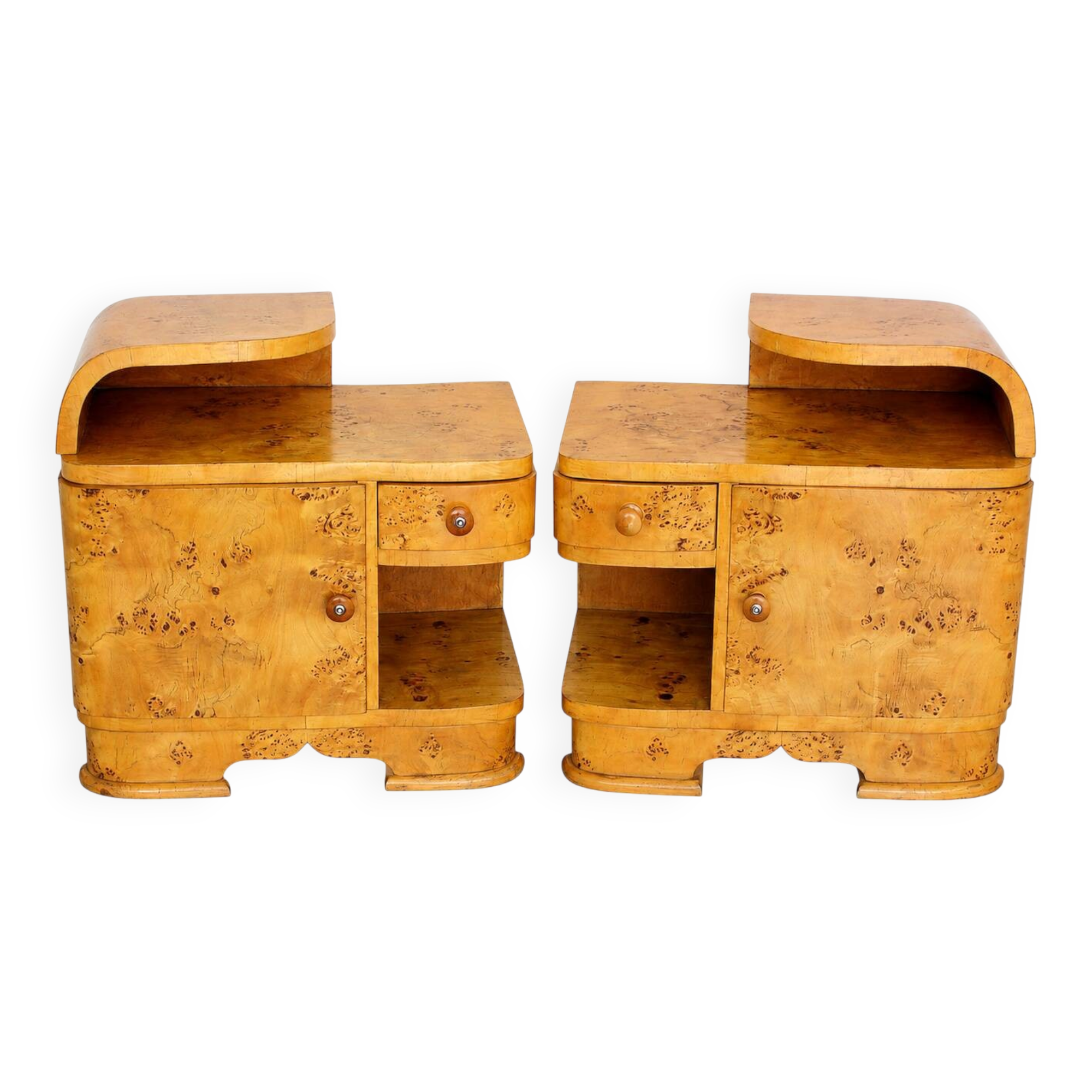 A set of Art Deco bedside tables from the 1940s.
