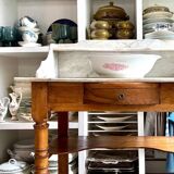 Coiffeuse, meuble de toilette en bois et marbre 80 x 48 cm