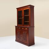 Art Nouveau Display Cabinet or Bookcase in oak with carvings and glass door