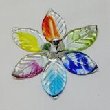 6 Knife Holders Cutlery Rests in Colored Glass in the Shape of Leaves