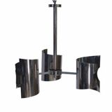 Vintage chrome steel pendant light, 1970s design