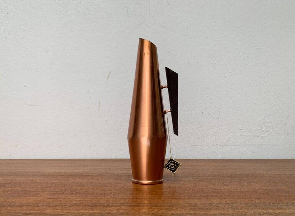 Carafe Vase Cooper and Teak German Mid-Century, 1950s