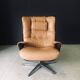 Set of Mid-Century Modern Leather Lounge Chair and Ottoman, Germany, 1960s
