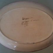Vintage oval dish earthenware Industria Argentina Haretord signed