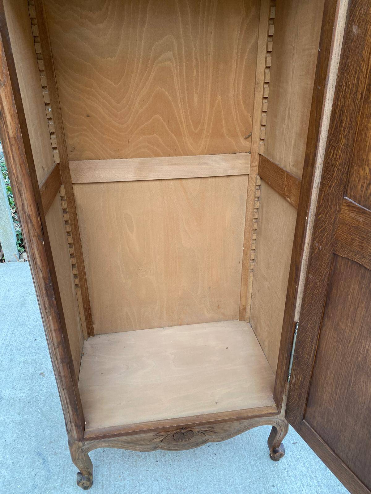 Louis XV solid oak boarding school wardrobe with rod