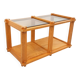 Vintage rectangular coffee table in pine and smoked glass from the 70s and 80s.