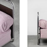 Vintage Art Déco Streamline Burled Wood Tubular Steel Bauhaus Bed, 1920s