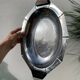 Art Deco silver-plated metal and wood dish
