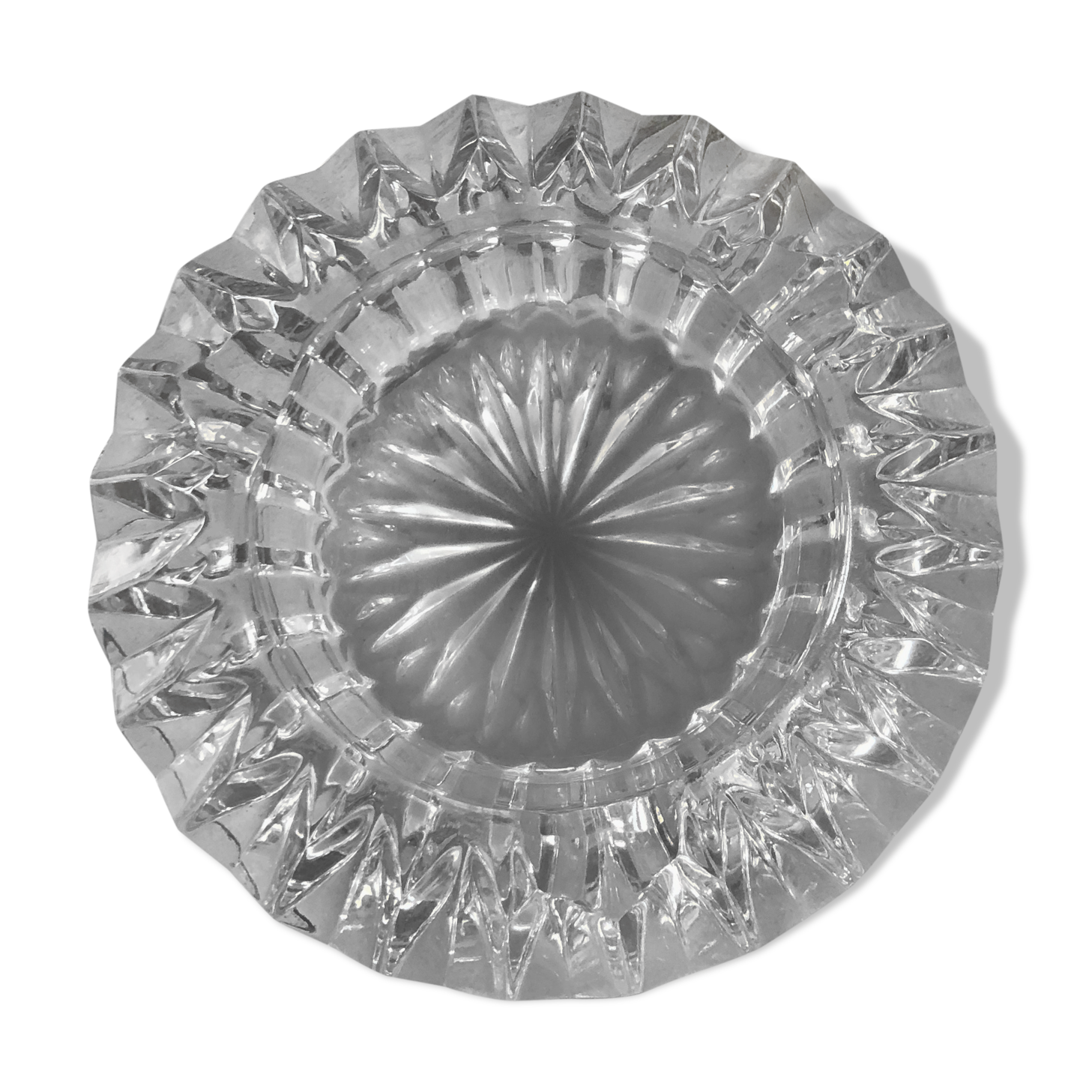Chiseled glass ashtray