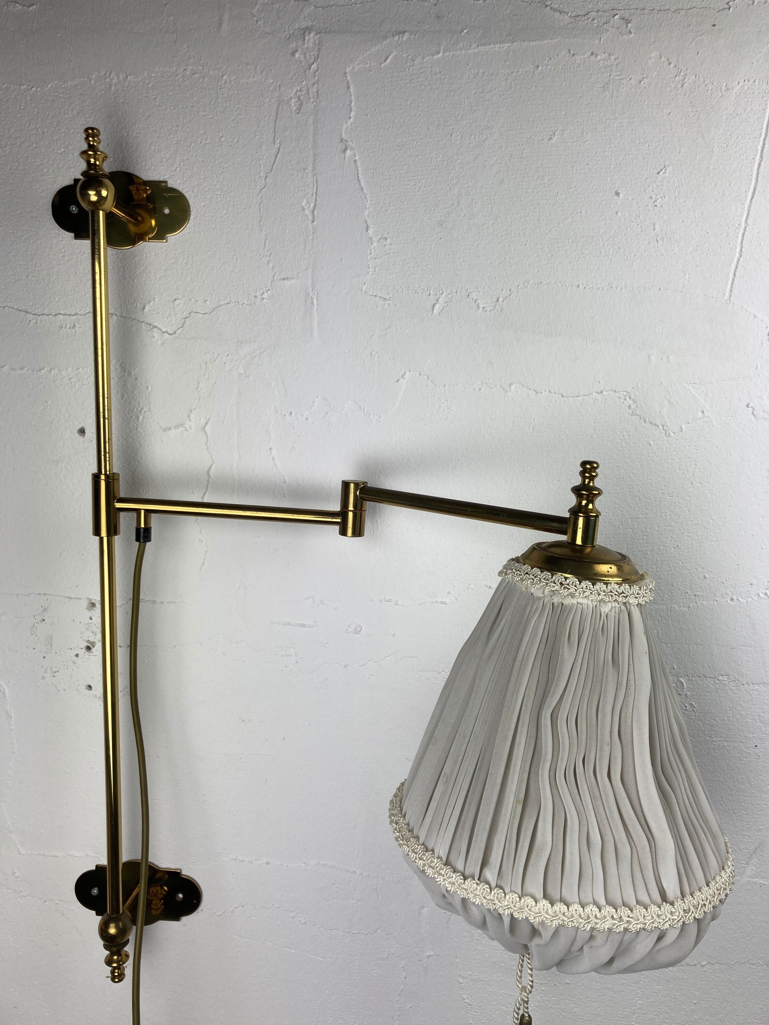 Brass art deco swivel arc wall lamp