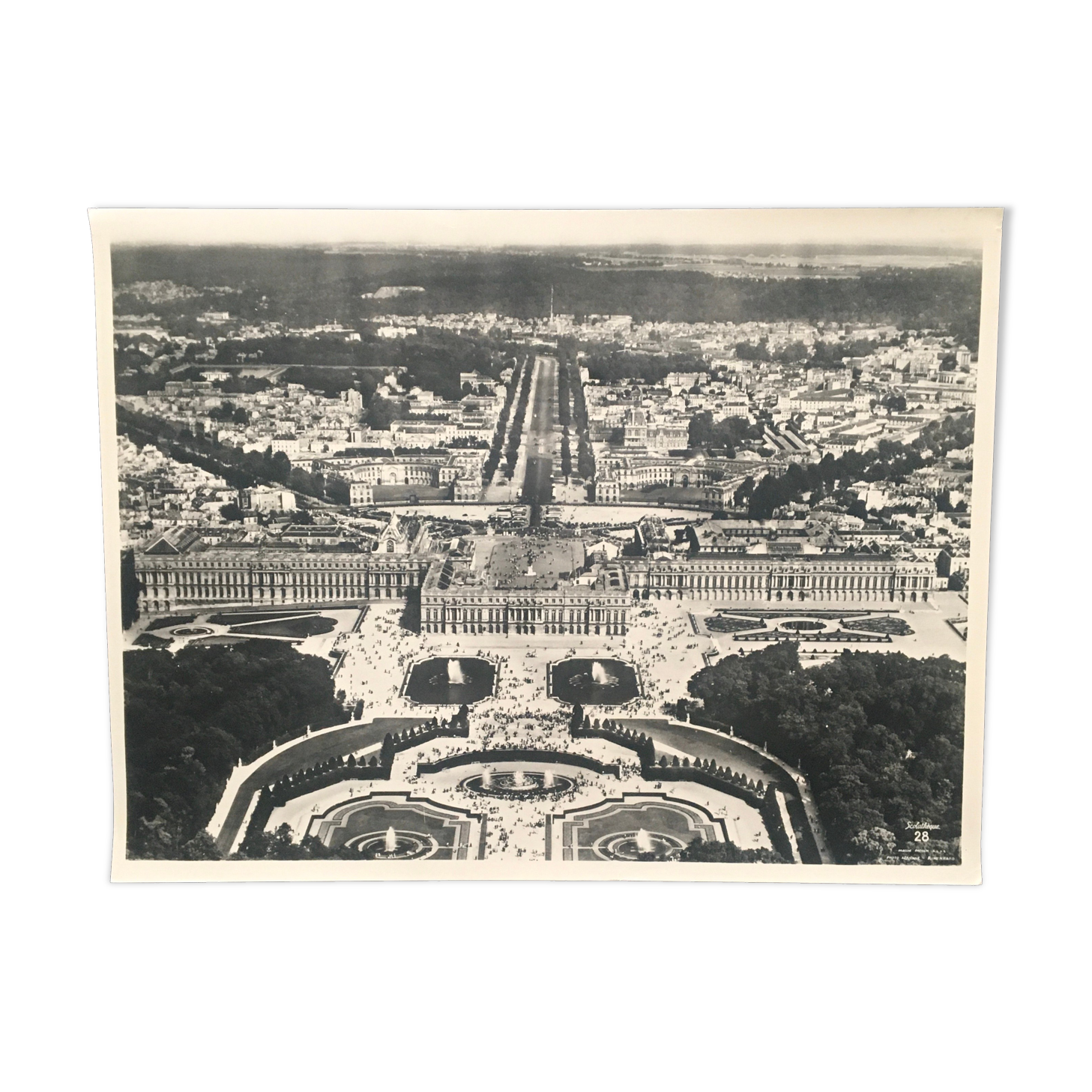 Aerial view of the Palace of Versailles, 50s