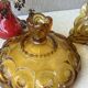 Bonbonnière à compote en verre moulé ambré l.e. moon & stars, piédestal