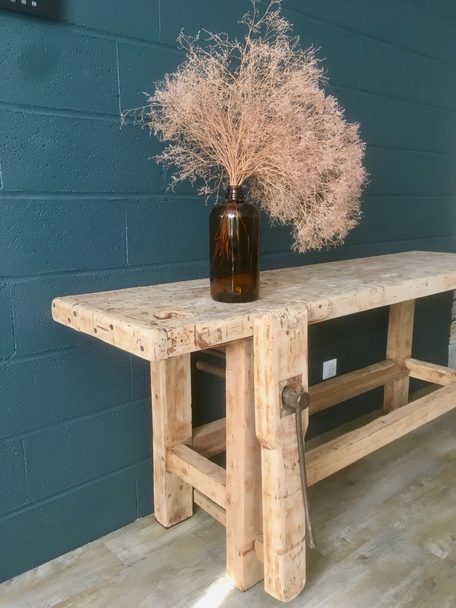 Antique workbench in light wood