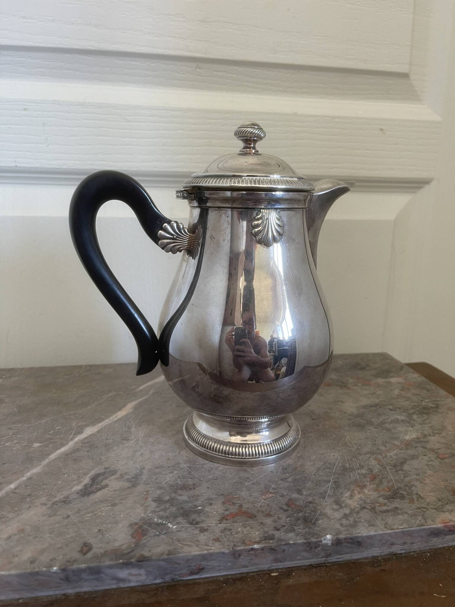 Ancien théière cafetière métal argenté boulenger coquillage coque