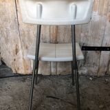 Gray metal children's chair + vintage white plastic seat & back