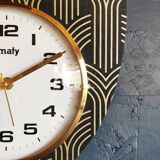 Vintage clock asymmetrical silent wall clock "Maty golden black"