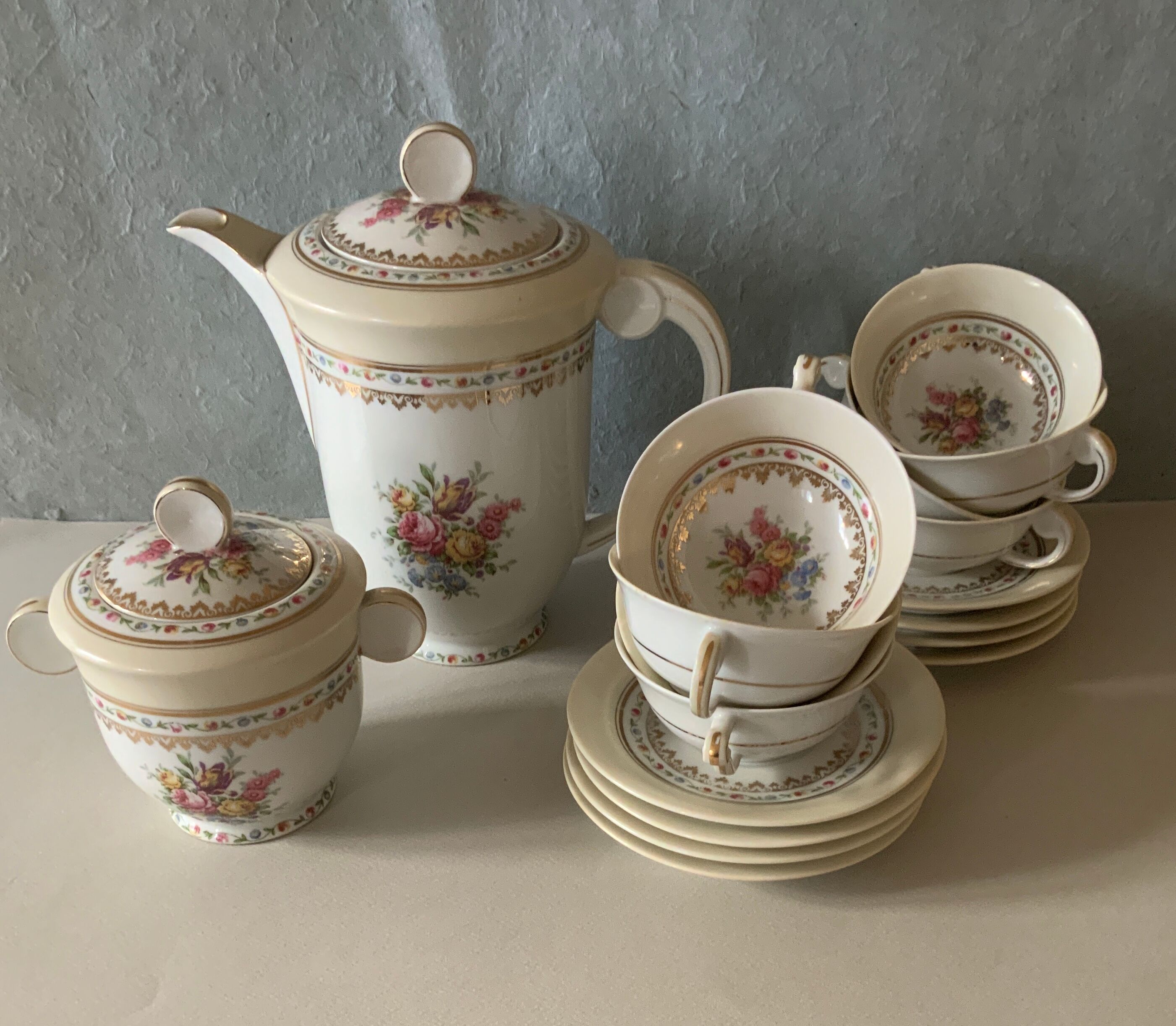 Tea or coffee service Raynaud, Limoges art nouveau
