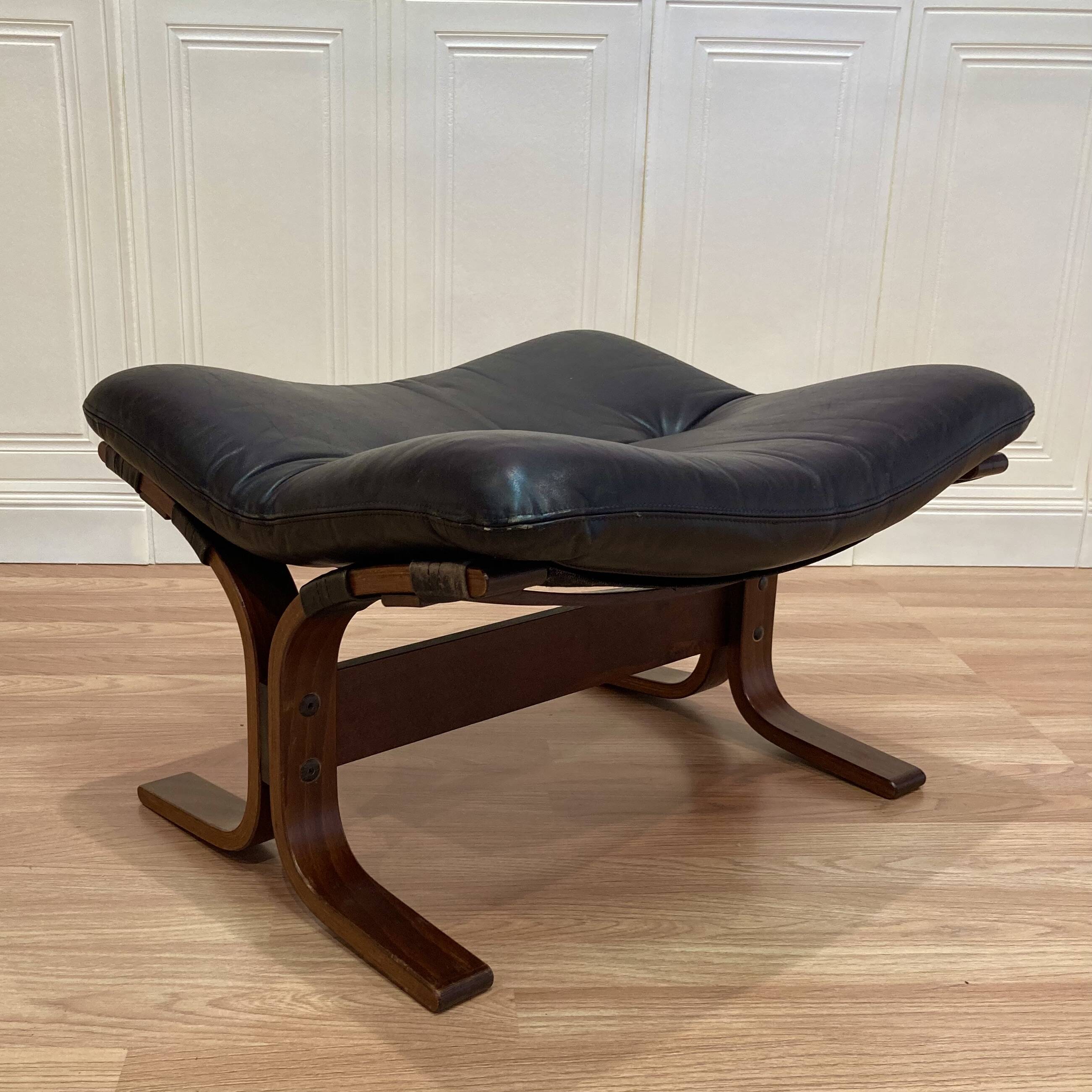 Leather ottoman "Scandinavian design" 1960