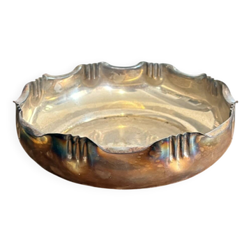 Plate Salad Bowl Empty Pocket Metal Silver Vintage Lobed Edge