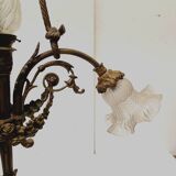 Louis XVI style chandelier in bronze and frosted glass 20th century