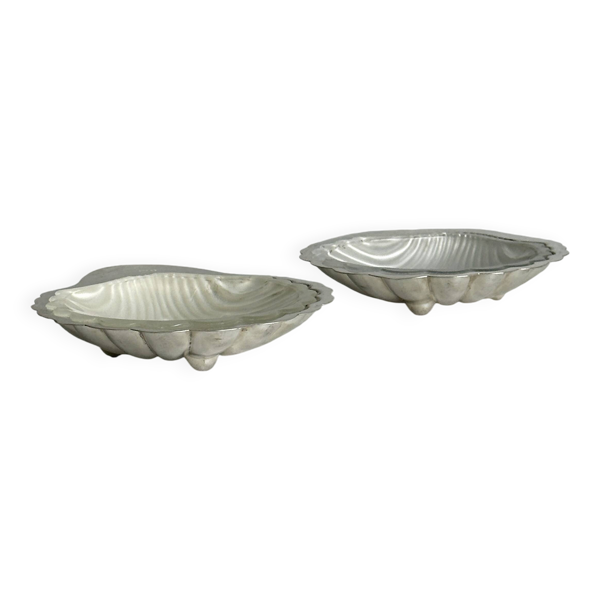 Paire coupelles coquillage argentée