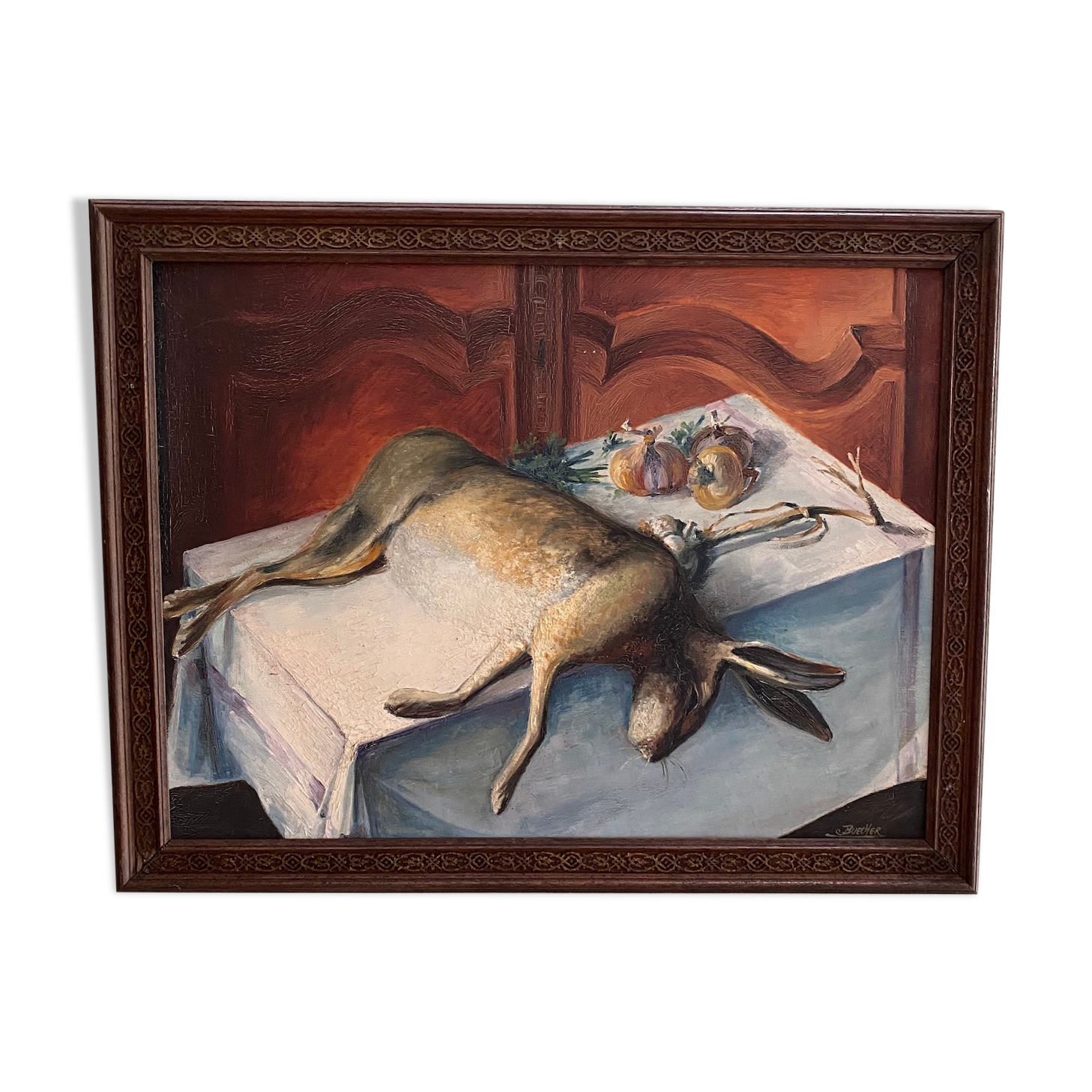 Huile sur toile still life hare